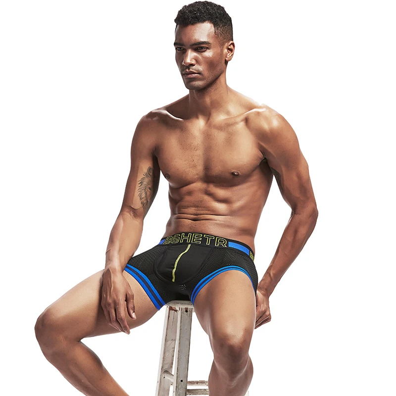 3 шт. / Упак. Мужчины Boxer Underwear BSHETR Сетка Дышащие Мужские Боксеры Сексуальные