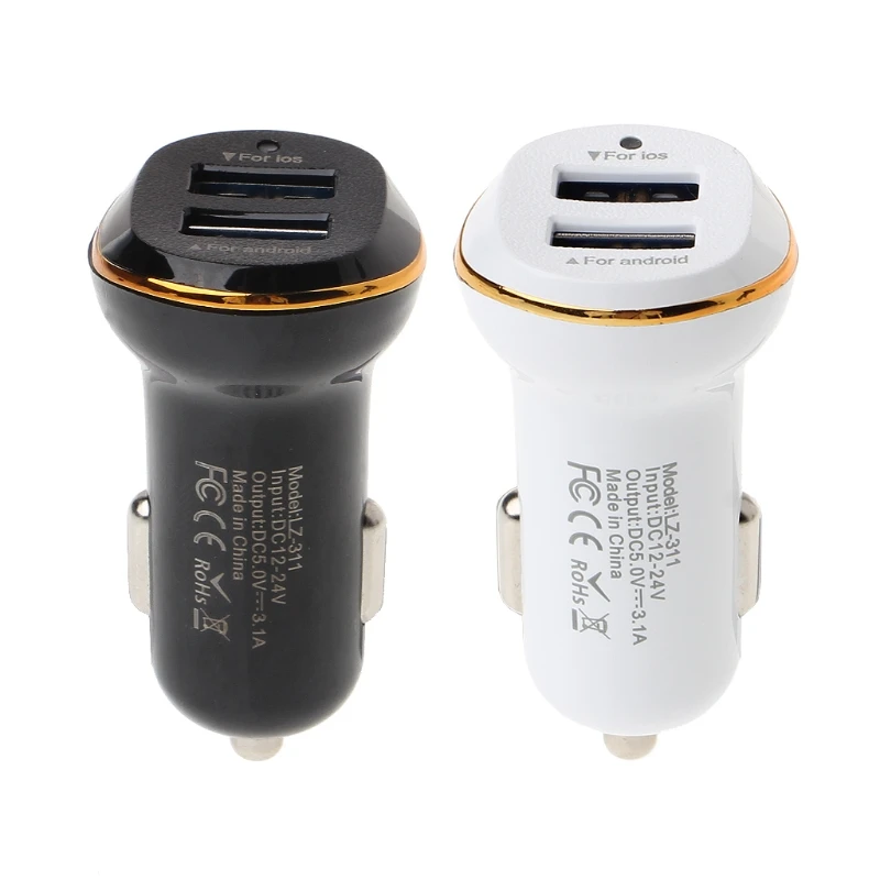 

Dual USB Car Charger 5V 3.1A Fast Charge Dual USB Port LED Car Charger Adapter For Smart Phone Tablet
