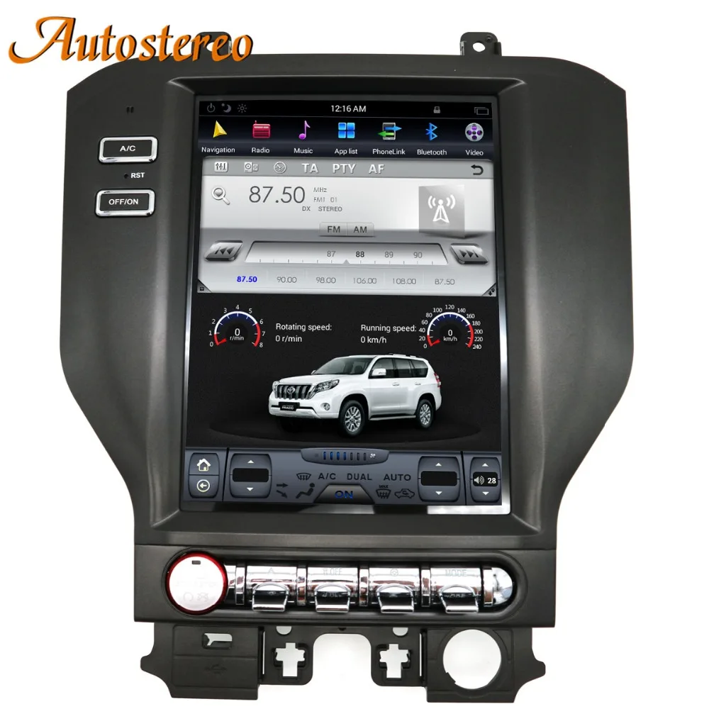 Discount Android 7 Tesla style Car GPS Navigation For Ford Mustang 2015+ stereo headunit multimedia radio tape recorder IPS No DVD player 0