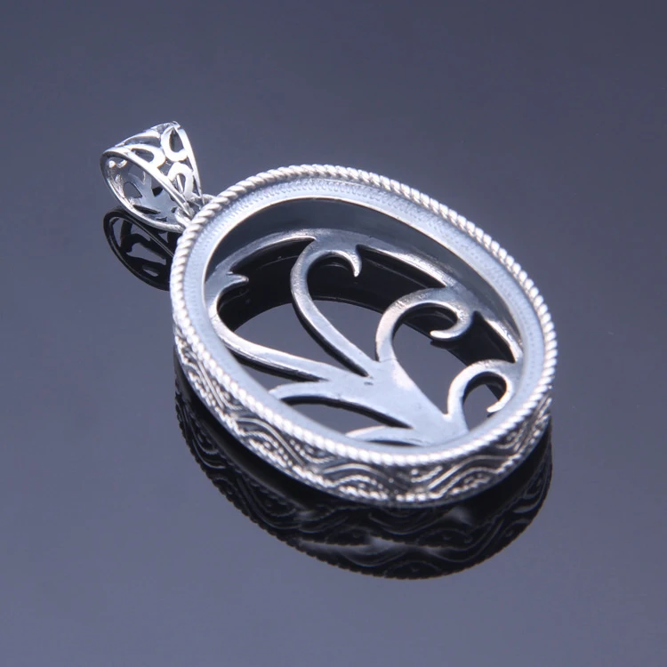 

27.5*36mm 925 STERLING SILVER women Semi Mount Bases Blanks base blank pendant charm Setting wedding jewelry findings diy A2223