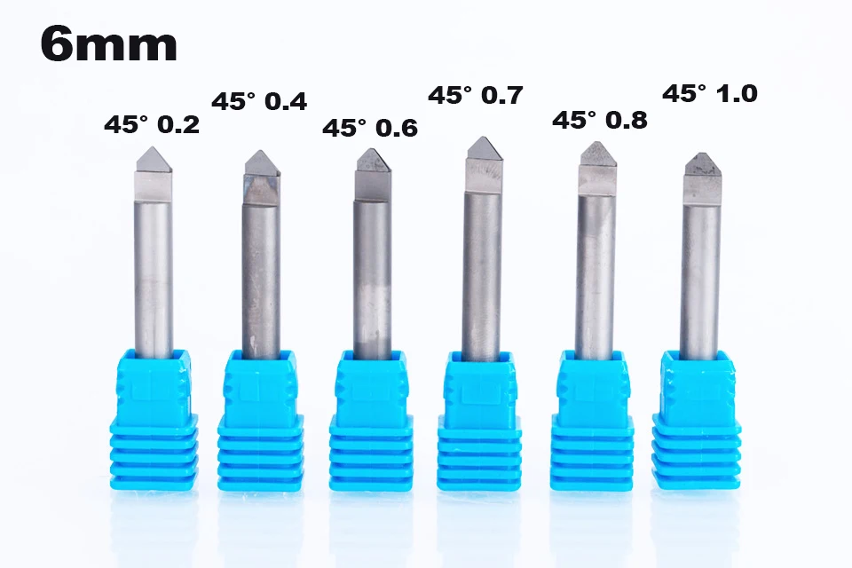 1 шт. мм 6 мм ЧПУ Концевая мельница Diamond PCD инструменты Камень Жесткий Гранит Резка Гравировка Биты 30 35 40 45 градусов Фреза из