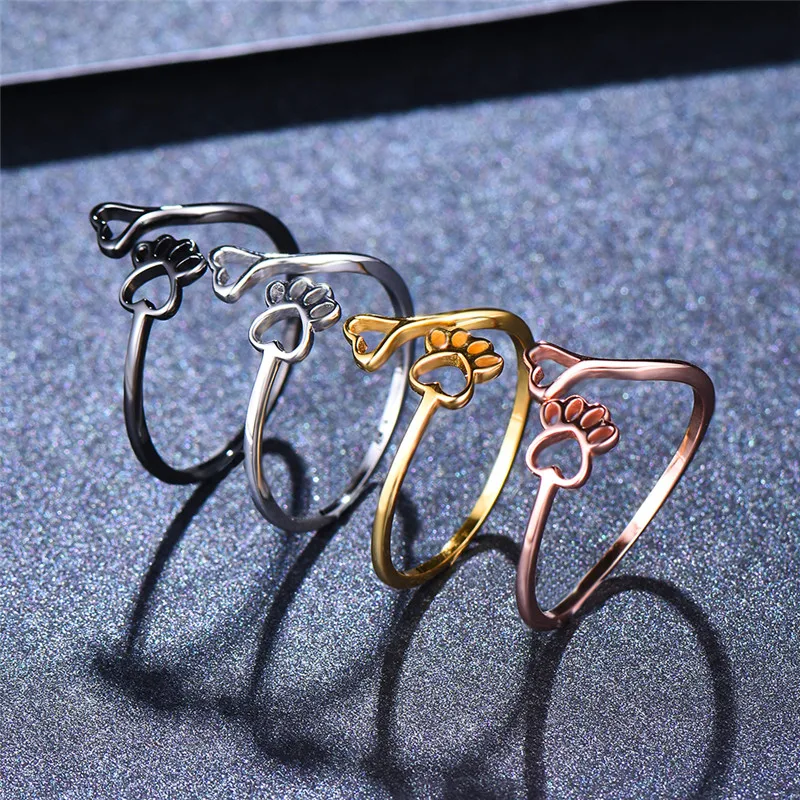 

Cute Female Dog Cat Paw Claw Ring 100% Real 925 Sterling Silver Animal Ring Boho Promise Engagement Rings For Women