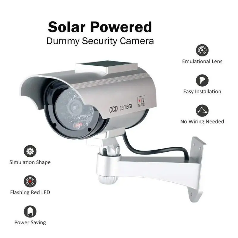 Solar Powered Waterproof Fake Camera Dummy CCTV Security Surveillance Flashing Red LED Light Video Anti-theft Camera YZ-3302