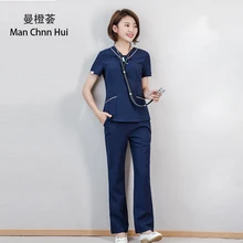 Врача, одежда с короткими рукавами, стоматологическая клиника одежда для хирургов Костюм Корея Красота пластиковые одежда для хирургов