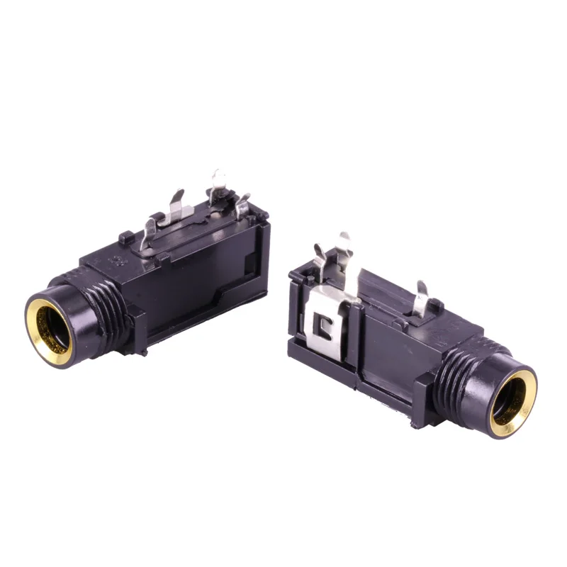 100pcs 6 35mm Jack stereo female socket connector speaker plug jack audio adapter 4pin microphone headphone