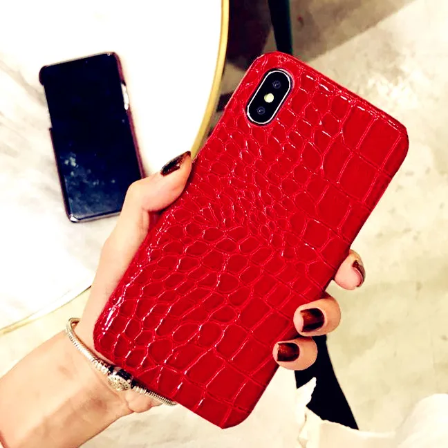 3D чехол из крокодиловый кожи для iPhone X XS MAX XR 10 8 7 6 S plus Funda черный красный зеленый