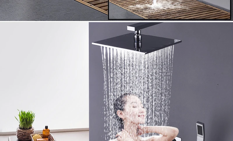 10'' Thermostatic Shower Systems Mixer Valve Set Install The Box Mixing Valve Handheld Bathroom Fold The Faucet Bath Shower Set (11)