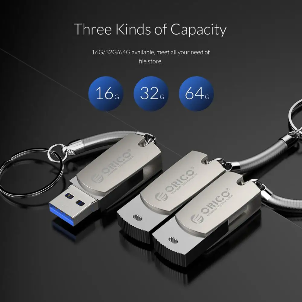 ORICO USB3.0 флеш-накопитель 64 ГБ 32 ГБ 16 ГБ USB металлический с кольцом для ключей флеш-накопитель USB накопитель флеш-накопитель портативный