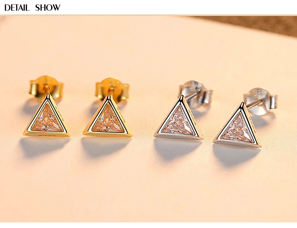 

New Triangle S925 Sterling Silver Earrings Simple Triangle Zircon Earrings Silver Jewelry LBM38