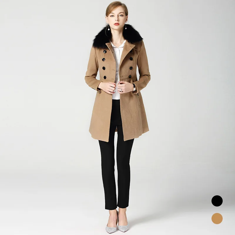 BURDULLY 2018 New Arrival Fur Collar Woolen Coat Wool Windbreaker Women Cashmere Coat Winter Jacket Female Fashion