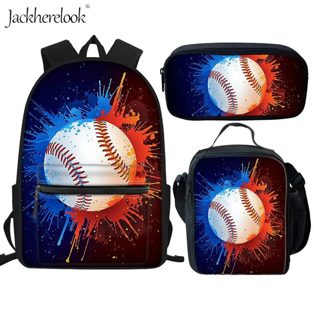 Холщовые школьные сумки для мальчиков, комплект из 3 предметов, модный футбольный мяч для Софтбола, рюкзак с принтом, детский дорожный Рюкзак-мешок для книг