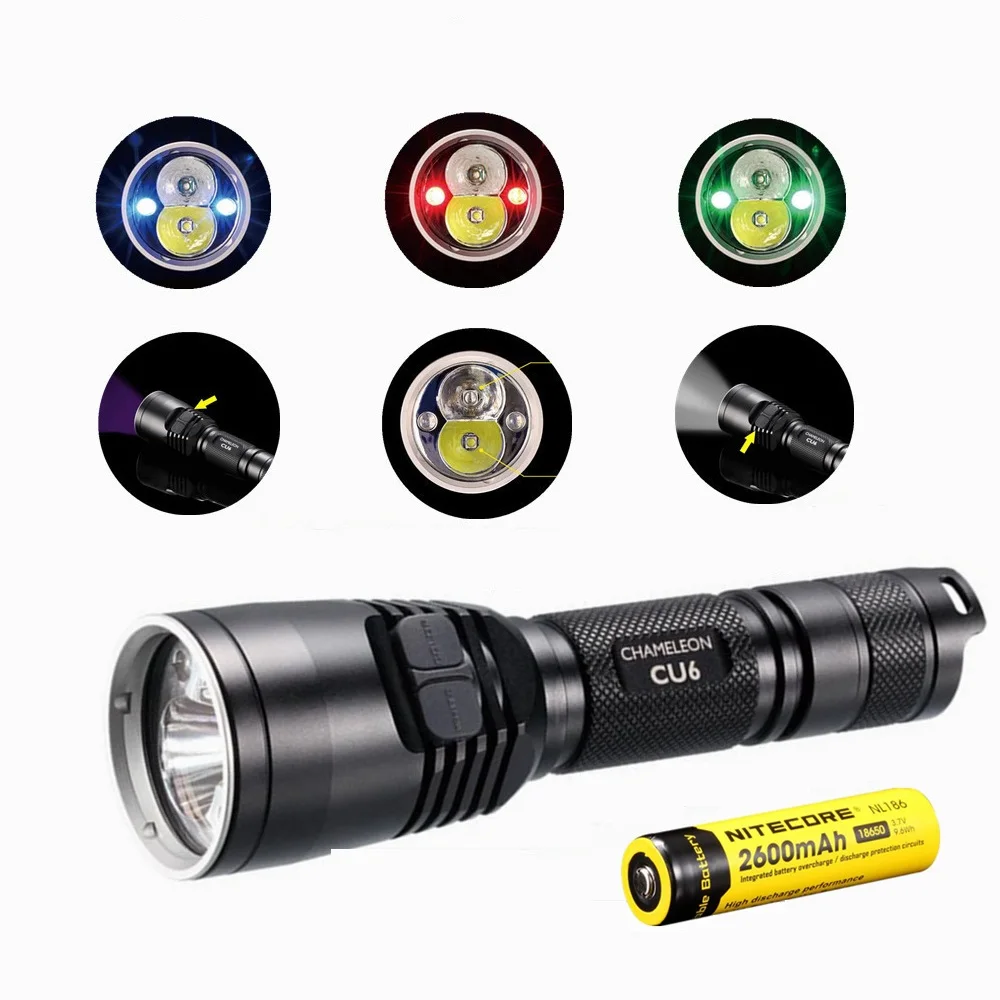 

NITECORE CU6 Flashlight with nitecore NL186 18650 2600mah battery XP-G2(R5) 440LM LED with 3000mW Ultraviolet UV 365nm Tactical