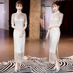2019 китайское платье вечернее юбка Женский блёстки на новый длинный аристократическая Улучшенный Китайский ветер Элегантное Вечерние