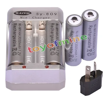 

4x AA 3000mAh 1.2V Ni-MH Rechargeable Battery Grey for RC Toys Camera +Charger US/ EU/AU/UK Plug Adapter