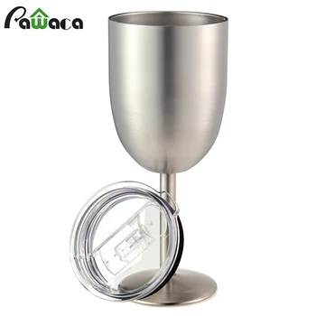 

Stainless Steel Wine Glasses Double Wall Vacuum Sealed Wine Goblets Cocktail Glass with Leak Resistant Lid for Outdoor Picnics