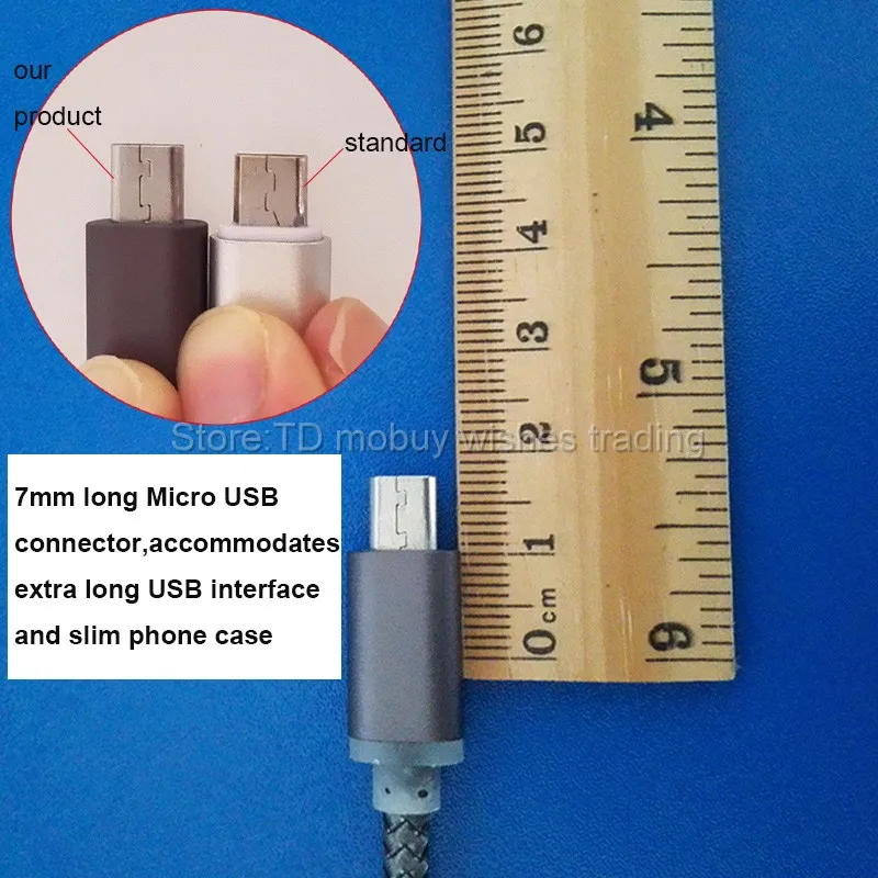 1 м 7 мм Длинный разъем Micro USB для зарядного устройства нейлоновый кабель зарядки