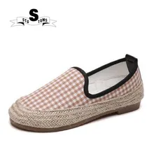 Повседневные женские эспадрильи в этническом стиле; Новинка года; женские прогулочные туфли на плоской подошве; соломенные лоферы в ретро-стиле с толстой подошвой в рыбацком стиле