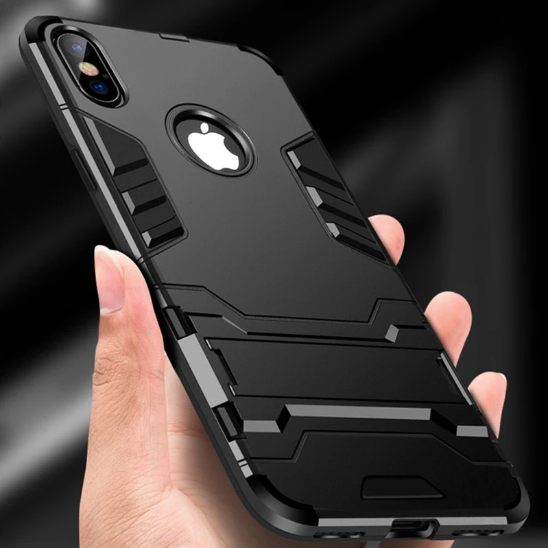 

Luxury Stand Armor Phone Holder Case For iPhone 7 8 Plus 6 6S SE 5 5S Cases ShockProof Back Cover for iPhone X Xs 11 Pro Max XR