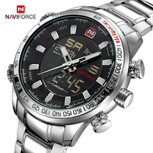 NAVIFORCE Лидирующий бренд мужские военные спортивные часы мужские s светодиодный аналоговые цифровые часы мужские армейские кварцевые часы из нержавеющей стали Relogio Masculino