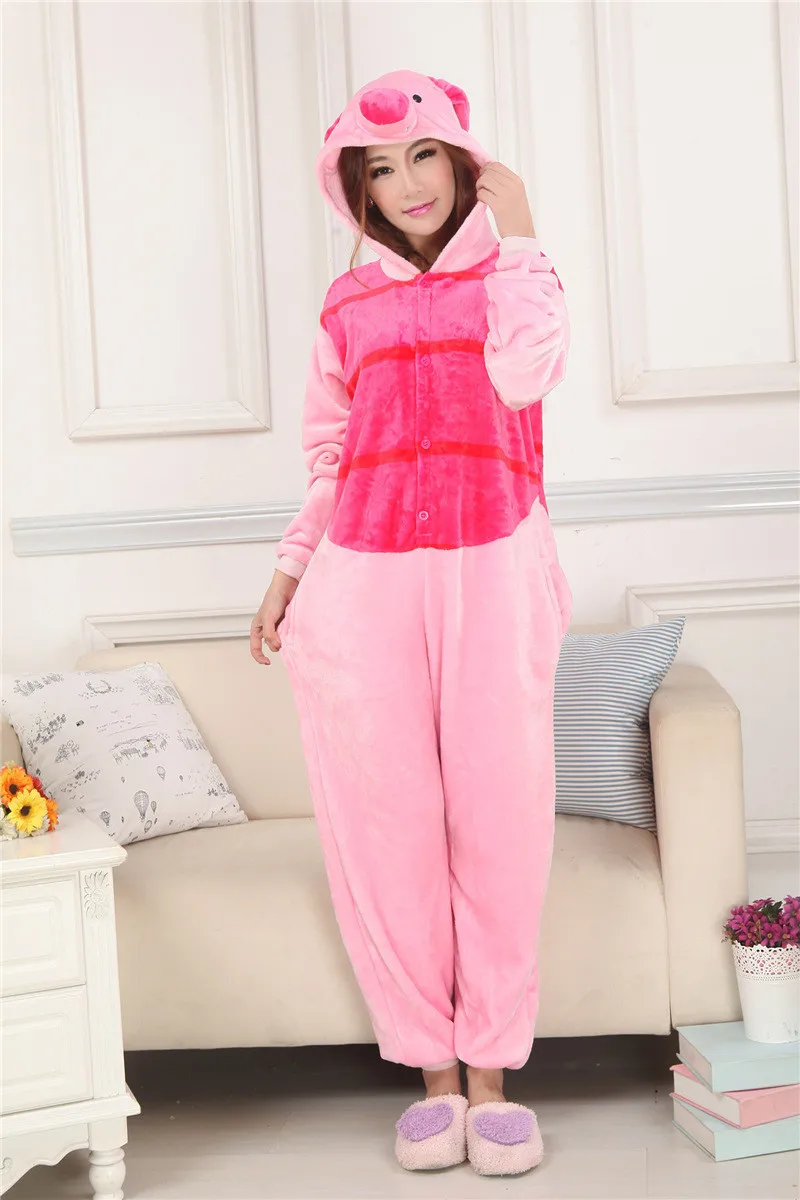 Flannel Piglet Pig Onesie Sleepwear Unisex Adult Pajamas Homewear