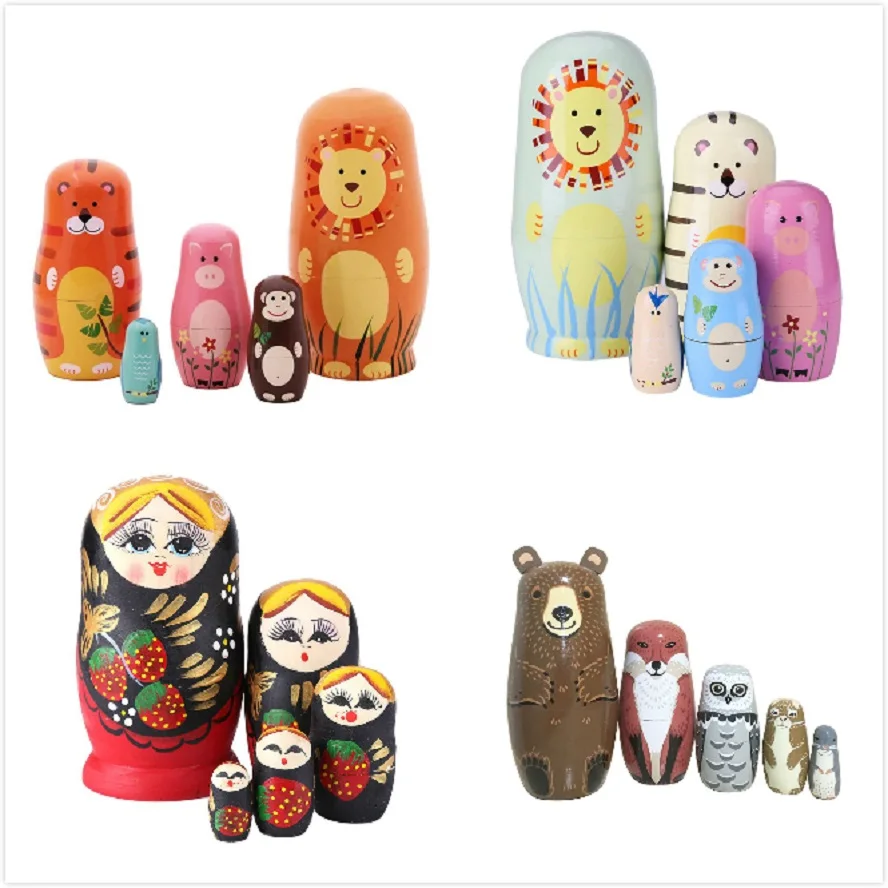 Russian Matryoshka Babushka Wooden nesting dolls toy hand painted 10pcs