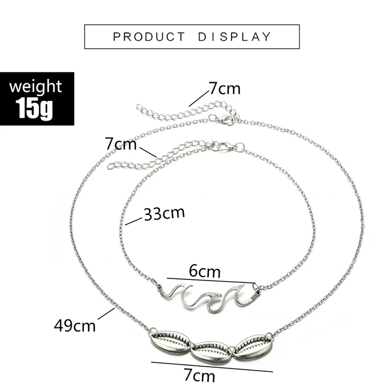 Docona, богемное, серебряное, волнистое ожерелье с подвеской в виде ракушки для женщин, металлическая раковина, серфер, многослойное ожерелье, вечерние ювелирные изделия 6593