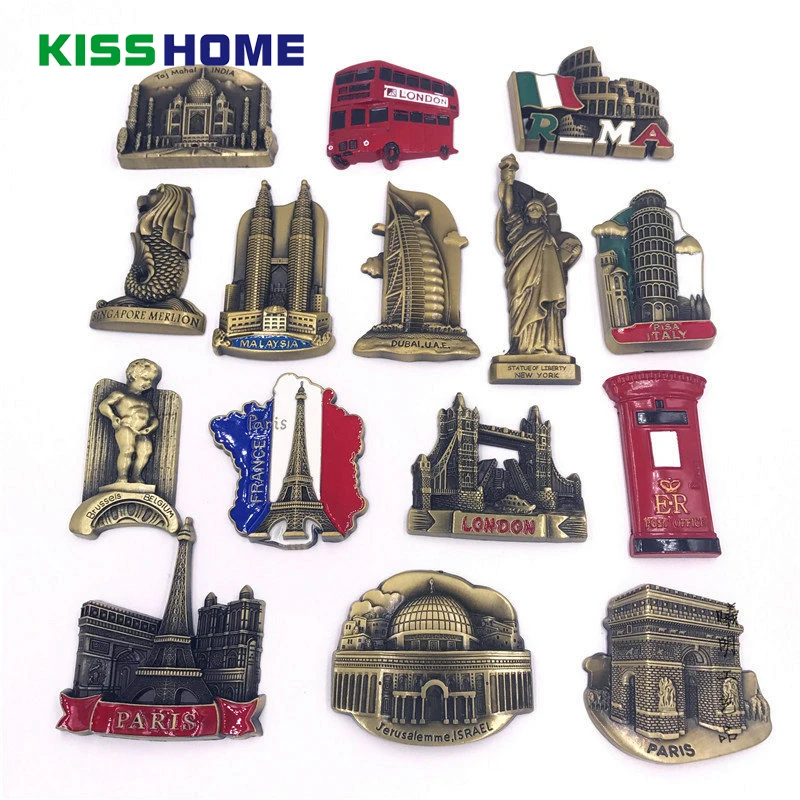

Creative Famous Landmark Metal Refrigerator Stickers Magnetic Stickers Country Decorative 3D Fridge Stickers Fridge Magnet