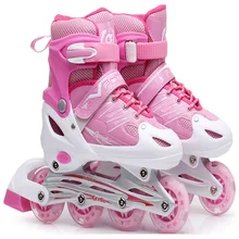 Полный мигающие колеса ролик скейт обувь для детей рядный ежедневных уличных Щетка для детей унисекс Регулируемый катание на коньках обувной обувь IA35