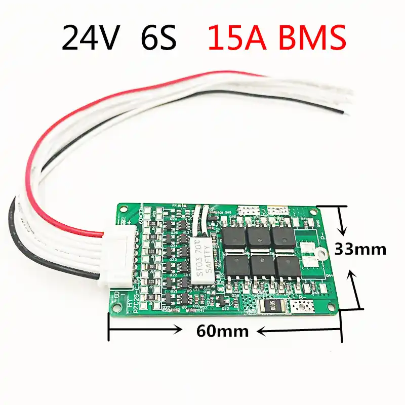 6 S 24V 15A BMS 25,2 V литиевая батарея электрический велосипед BMS 24V 8Ah 10Ah 12Ah литий-ионный аккумулятор с функцией баланса - изображение