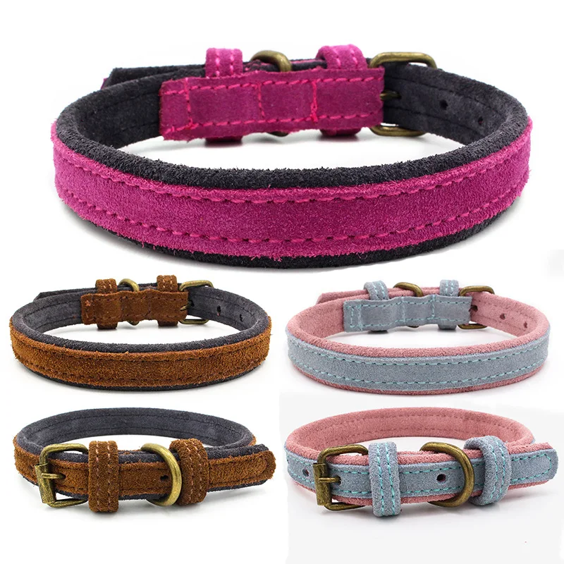 

Dog Collar Soft Touch Padded Genuine Leather Adjustable Pet Collars for Small Medium Large Dog Pitbull French Bulldog Pug Collar
