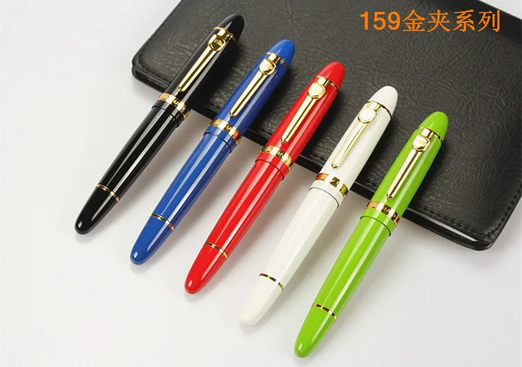 Шариковая ручка с зажимом Jinhao 159 черного и золотого цвета черным стержнем ручки роллеры офисные