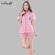 Летняя Хлопковая пижама комплект отложным воротником Женская пижама комплекты одежды для сна, пижамы, женские пижамы De Mujer Tiacksuit 2 шт E0159