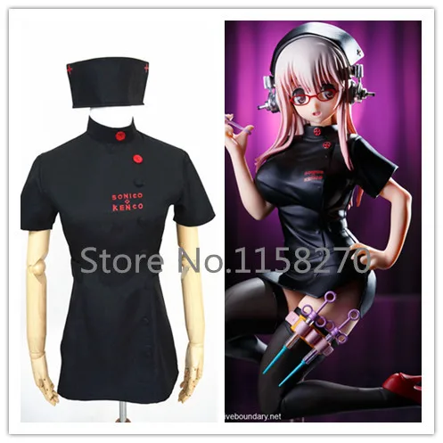 Super Sonico Black Little Devil костюм медсестры для Косплей| |