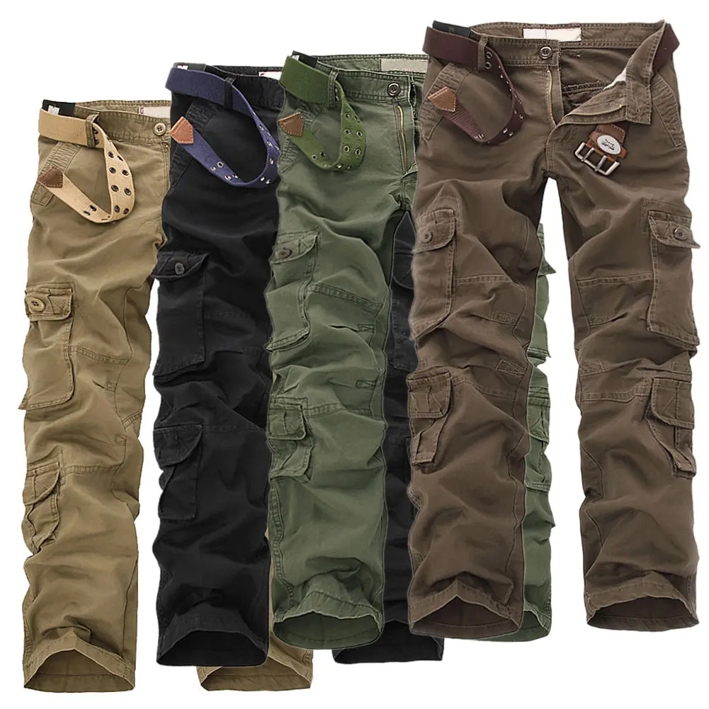 

Casual Thicken Washed Overalls Multi-pocket Pants Trousers Working Clothes Fashion Men's Wear H9