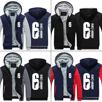 

Game Rainbow Six Zip Hoodies 3D Print Sweatshirts Winter Black Warm Thicken Tops Casual Jacket Coat Men's Clothing Streetwear
