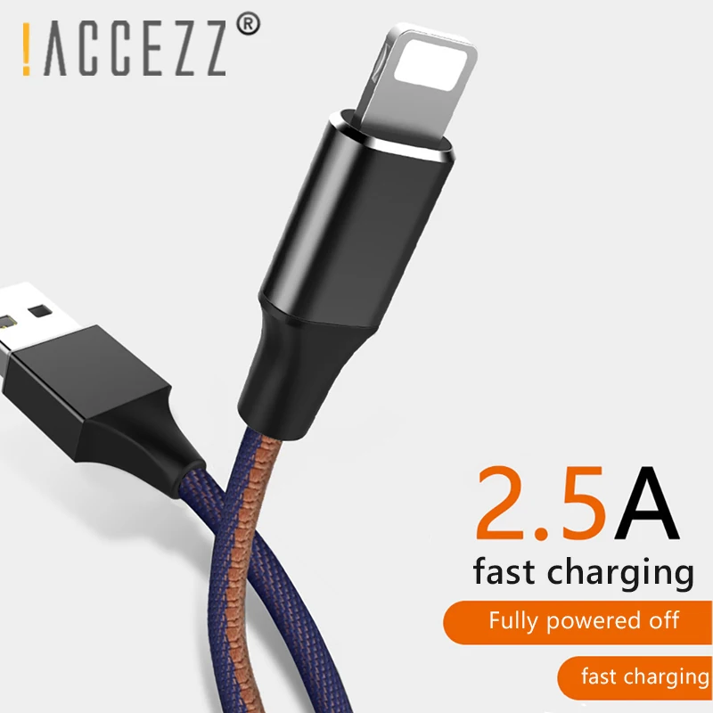 

!ACCEZZ USB Cable Lighting Charger Cables For iPhone X Xs Max XR 5 6 7 8s Plus 2.4A For iPad Mini Fast Charging Data Sync Cord