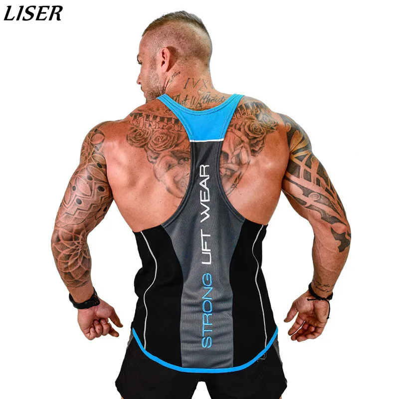 New Gyms Men Fashion Bodybuilding Tank Top Muscle Stringer Athletic Fittness Shirt Clothes Men Cotton Hot Top Clothing Summer - Color: Colour 1