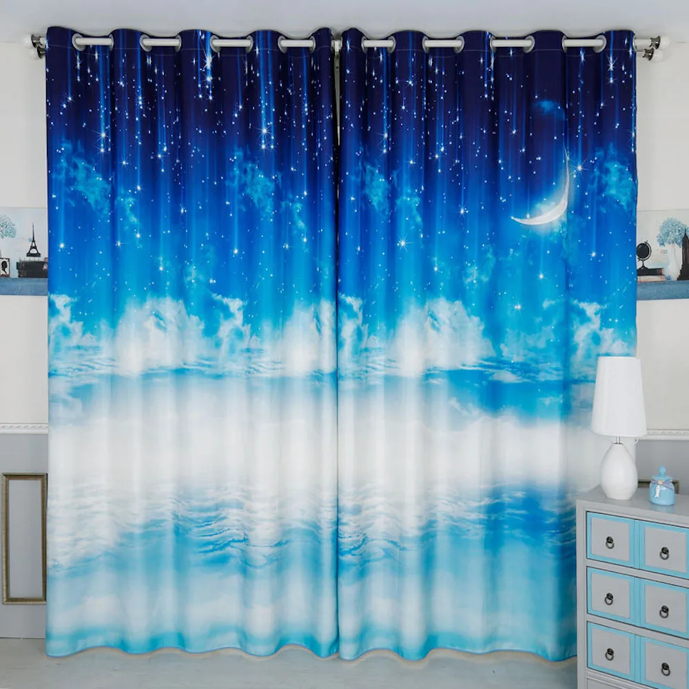 Custom Made 2x Window Drapery Curtain Nursery Kids Children Room Window Dressing Tulle 200x260cm Sky Moon Star Cloud Blue Custom Made 2x Window Drapery Curtain Nursery Kids Children Room Window Dressing Tulle 200x260cm Sky Moon Star Cloud Blue