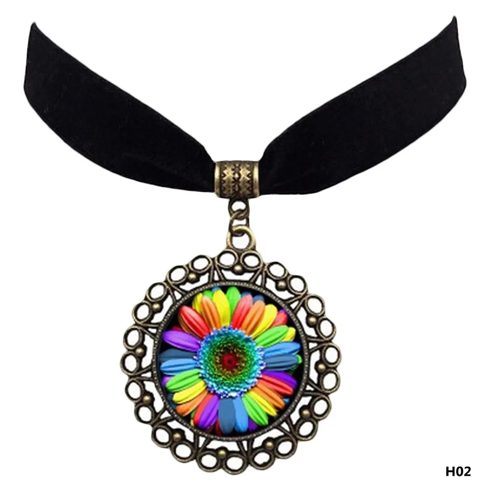 

Rainbow Flag Lgbt Pride Charm Velvet Choker Six Color Flower Time Gem Pendant Necklace Gay Jewelry