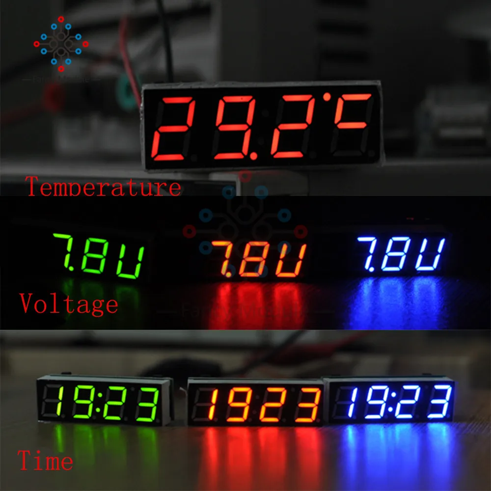 3 в 1 синий зеленый светодиодный дисплей DS3231SN цифровой время часы температура напряжение модуль DIY время/термометр/вольтметр DC 5-30 в