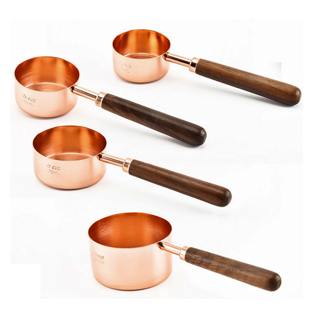 

4Pcs Kitchen Scale Stainless Steel Measuring Cup Set Gold Measuring Cups Coffee Scoop Spoon Measuring Spoon Baking Cooking Tools