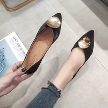 Новые весенние простые туфли на плоской подошве с закругленным носком и пряжкой, удобные женские туфли из мягкой кожи с острым носком на мягкой подошве