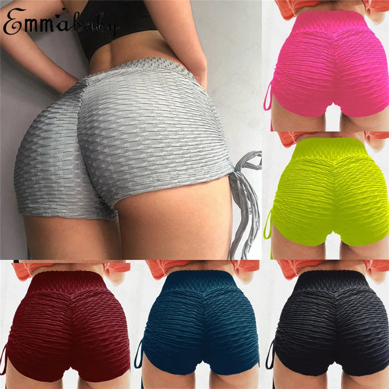 

Dropshipping 2019 New High Waist Shorts Women Summer Bandage Solid Ladies Booty Shorts Women Fitness Workout Sport Bottoms Women