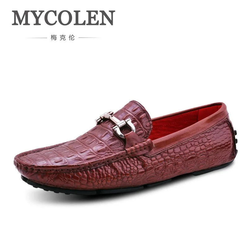 

MYCOLEN Men Leather Shoes Genuine Leather Men Driving Shoes Luxury Brand Crocodile Skin Leather Shoes zapatillas hombre casual