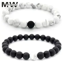 Mrwonder пара унисекс простой шик 8 мм браслет из бисера элегантный универсальный эластичность ручной цепи san0