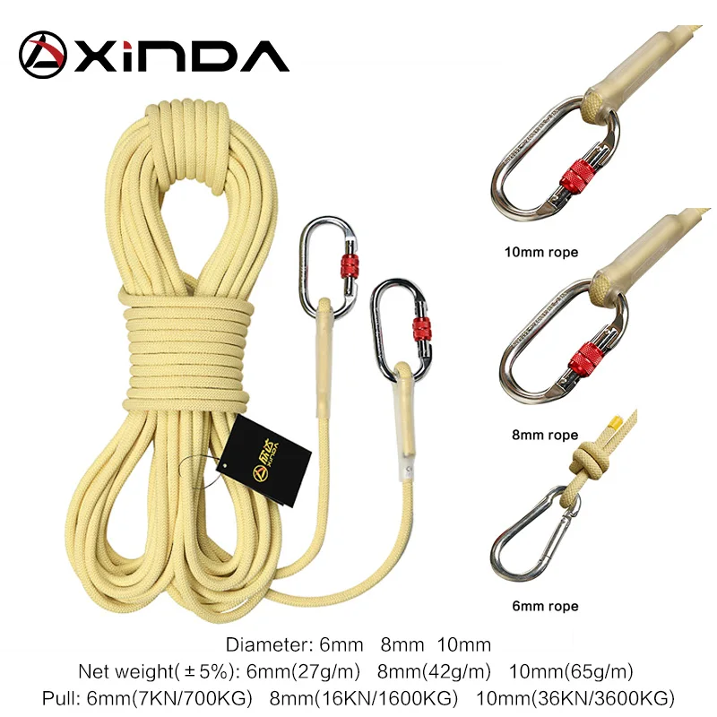 XINDA Escalada Паракорд скалолазание Открытый Туризм Веревка безопасности 6 8 10 мм диаметр высокая прочность противопожарное оборудование
