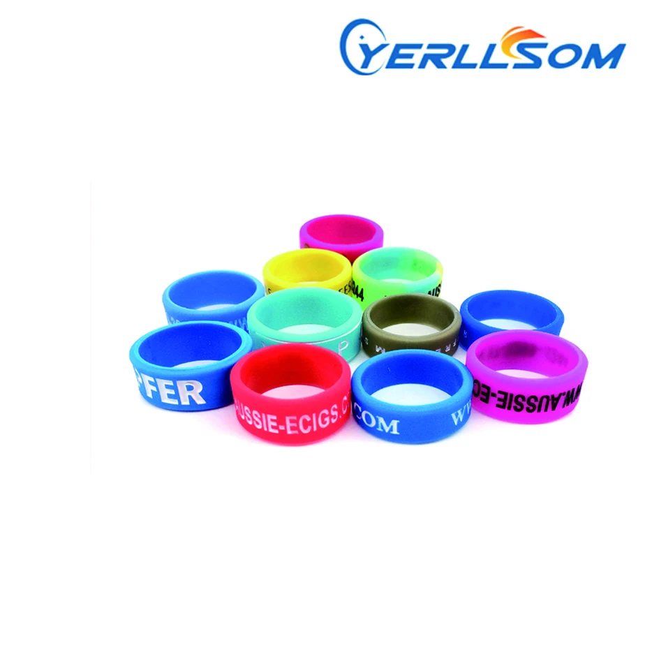 

YERLLSOM 400PCS/Lot Free Shipping Customized Engrave Vape Bands Silicone Rings with personal logo for events YR007