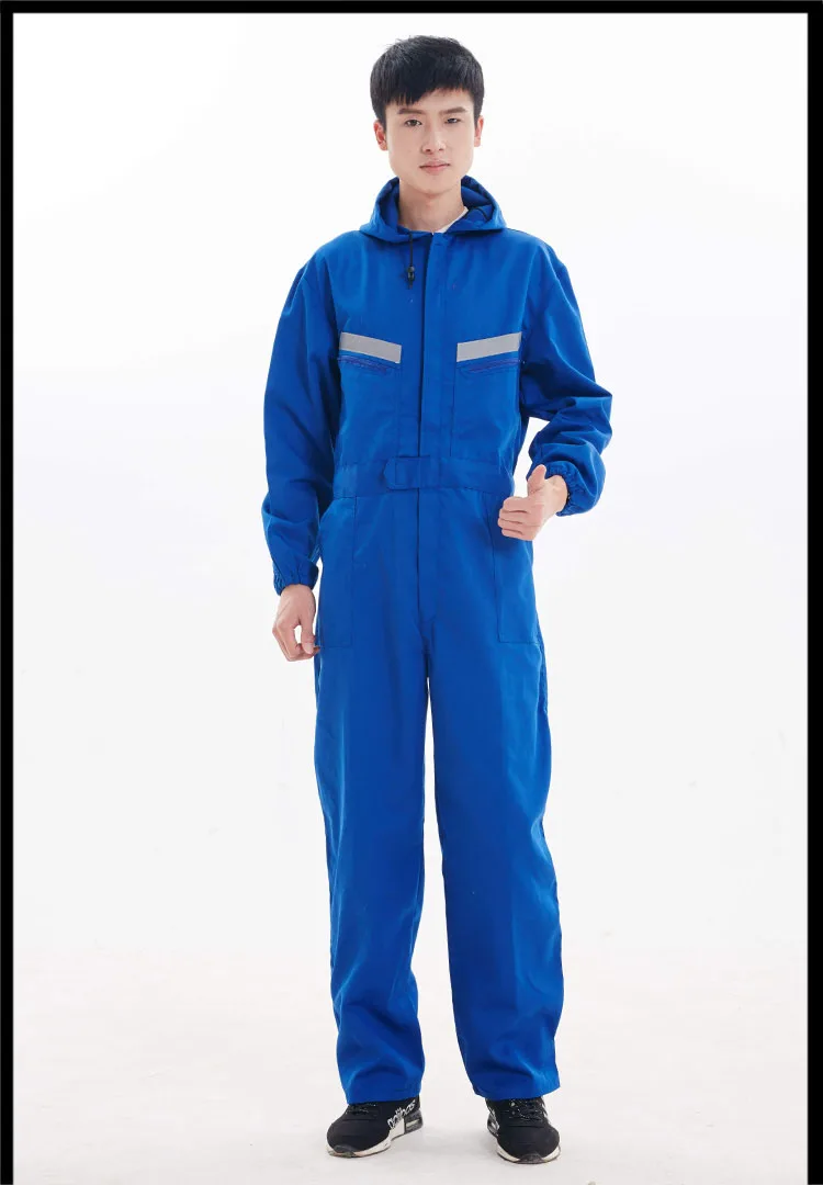 CCGK Work Clothing Hooded Overalls Men Women Long Sleeve Coveralls Reflective Stripe Repairman Machine Welding Worker Uniforms (7)
