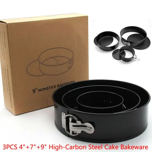 

Set Of 3 Non Stick Spring Form Round Cake Baking Bake Tin Tray Pan Bakeware