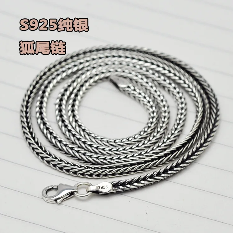 

Thai Silver Fox Tail Necklace Men Sterling Silver Personality Retro Snake Chain Thai Buddha 925 Imports Authentic